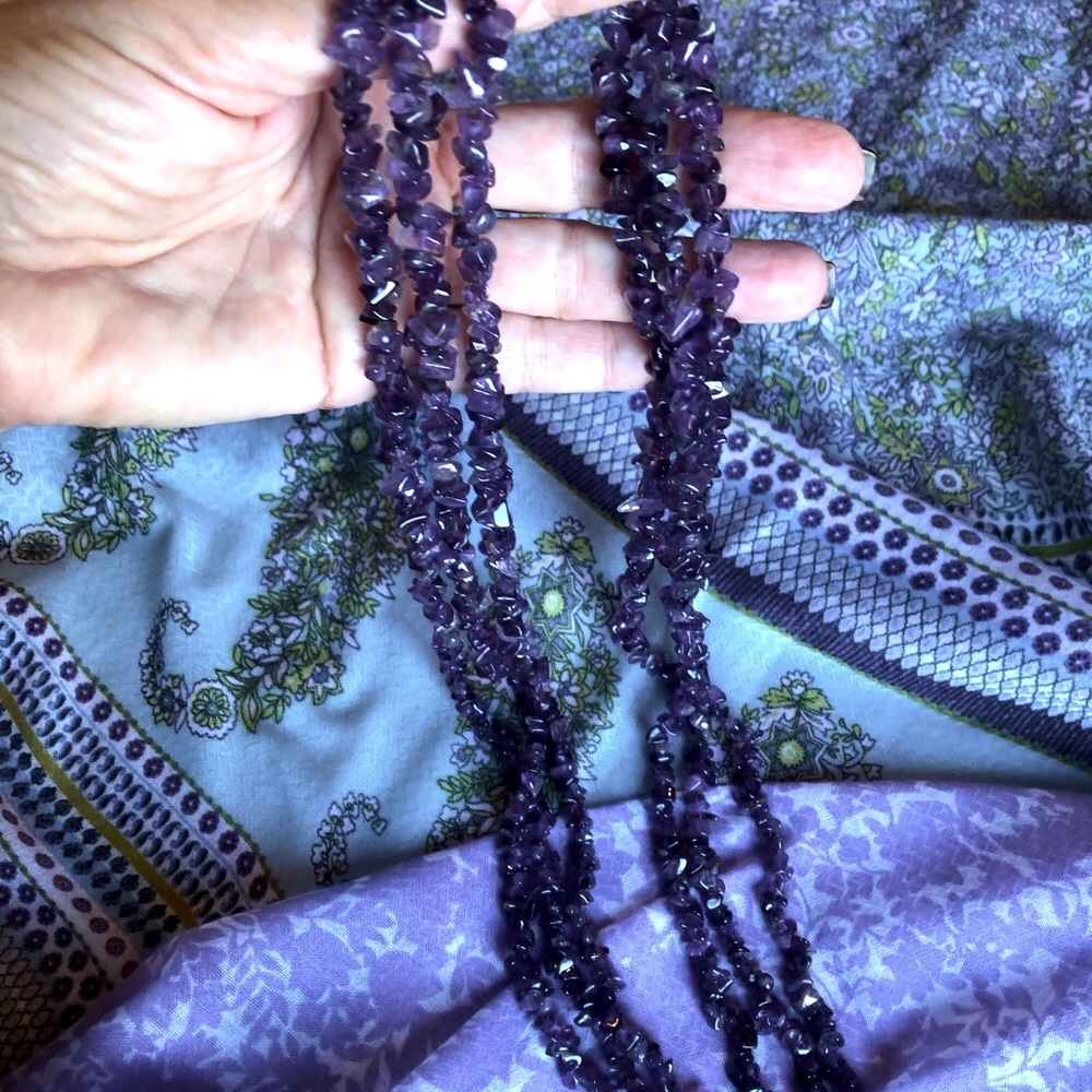 Amethyst necklace. Triple strand perfect condition